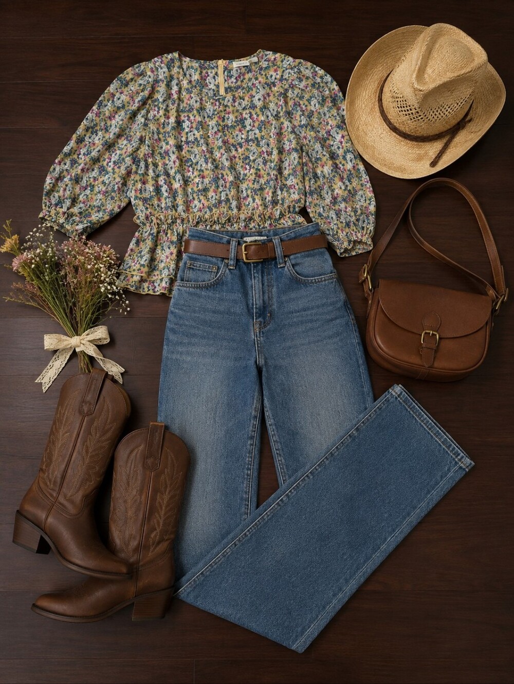 Free the Roses Yellow Multi Floral Peplum Blouse